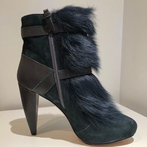 Rebecca Taylor NIB Dalia Mallard Suede and Fur Boots 9.5 NWT